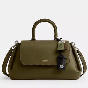 Coach Slouchy Rogue Top Handle Leather Bag in Olive Green w/ Silver CCC39